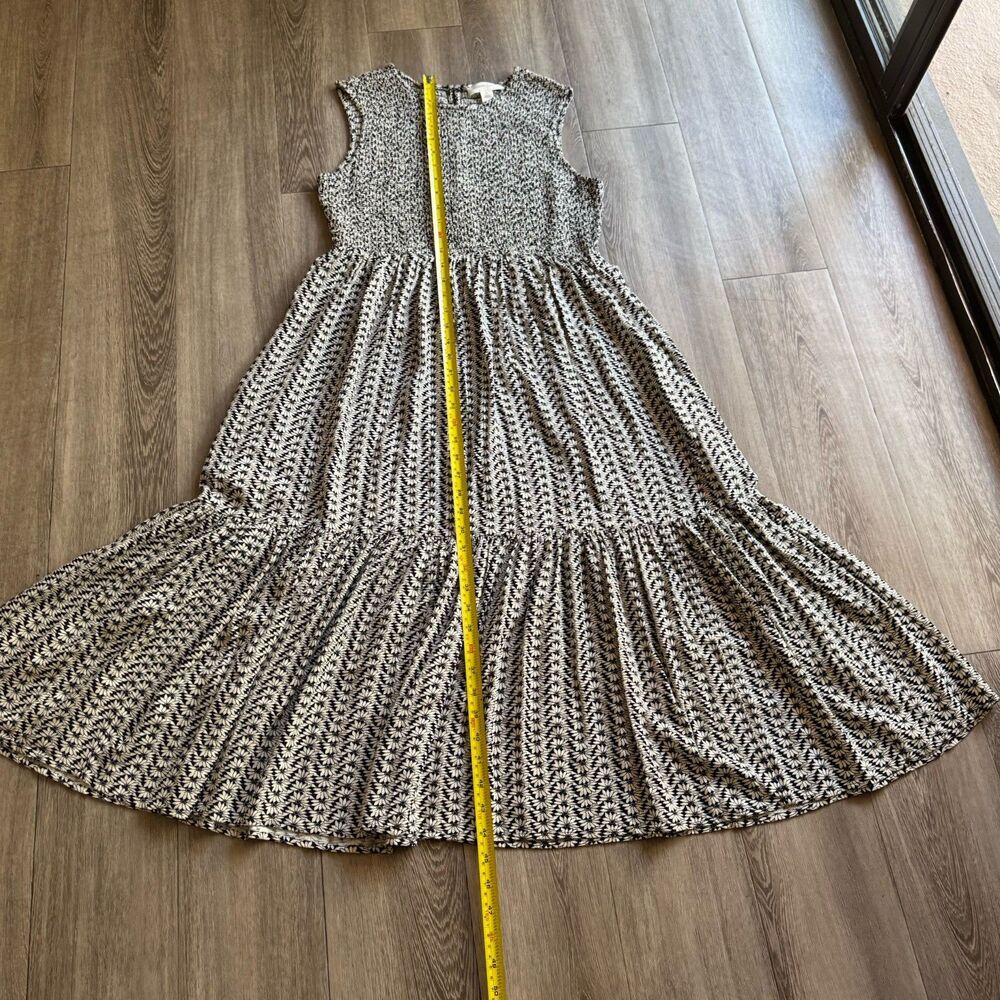 Treasure & Bond Boho Smocked Stretch Sz L Midi Dress Coastal Cottagecore Modest - Picture 15 of 16